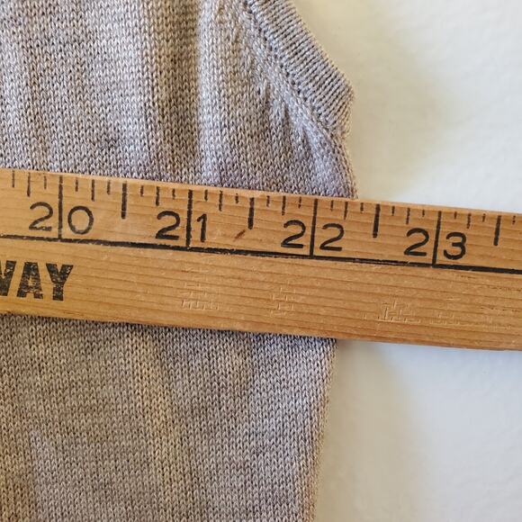 Joan Vass NY Womens L Sleeveless Long Open Cardigan Sweater Vest Stretch Beige - Picture 7 of 9